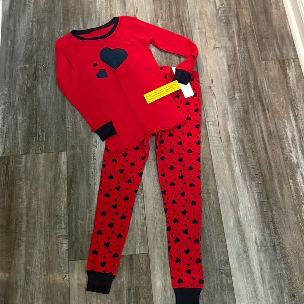 Leveret Red and Blue Cotton Heart Print Pajamas size 8 NEW